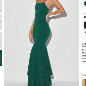 Lulu's Tier and There Hunter Green Tiered Trumpet Hem Maxi Dress